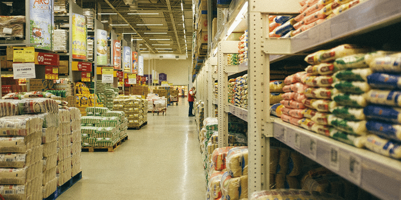 supermarket aisle shelves